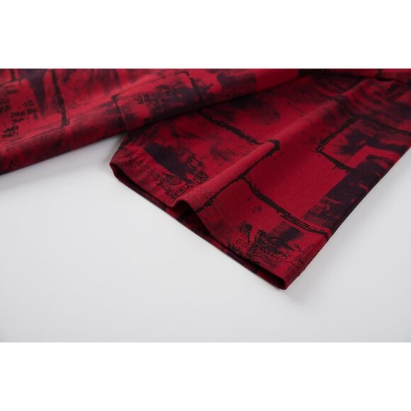 Mens Red Hipster Hip Hop Short Sleeve Print T Shirt Casual Summer Fashion Tee - Picture 7 of 7